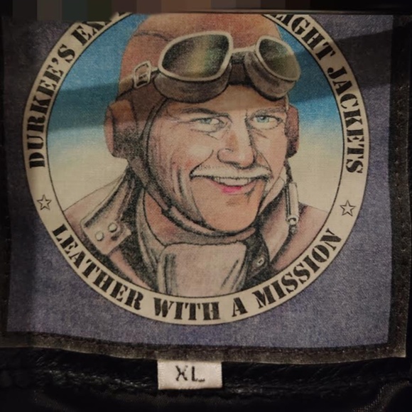 Vintage Men XL Leather Flight Jacket Durkee Black Excellent Condition - Picture 2 of 3